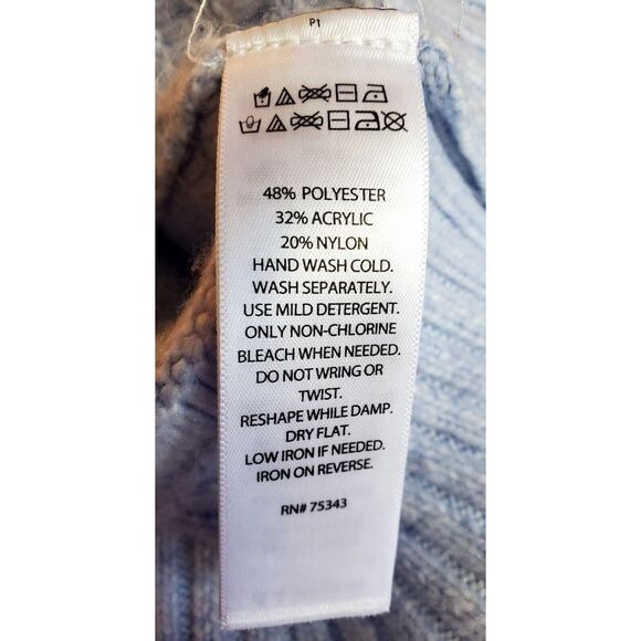 Sincerely Jules Sweater US LG Ribbed Powder Blue Ribbed Texture Long Sleeve - Picture 8 of 9